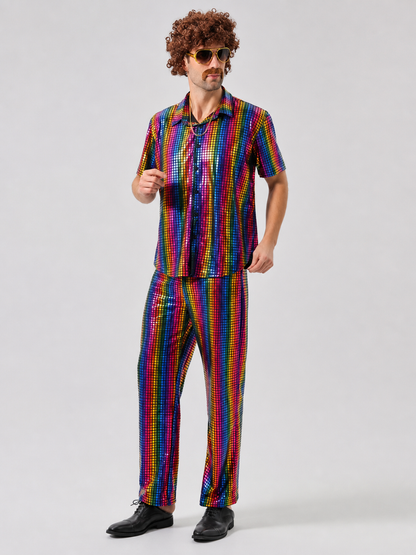 Retro Striped Disco Costume: Shirt and Pants