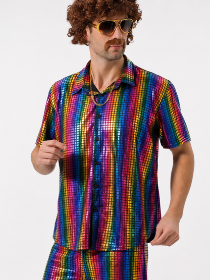 Retro Striped Disco Costume: Shirt and Pants