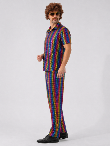 Retro Striped Disco Costume: Shirt and Pants