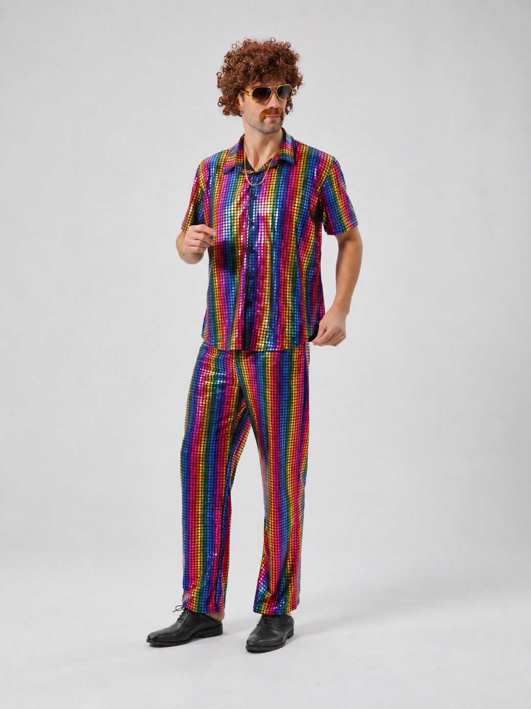Retro Striped Disco Costume: Shirt and Pants
