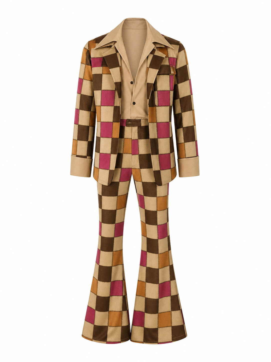 70s Retro Disco Patchwork Costume, Jacket and Pants