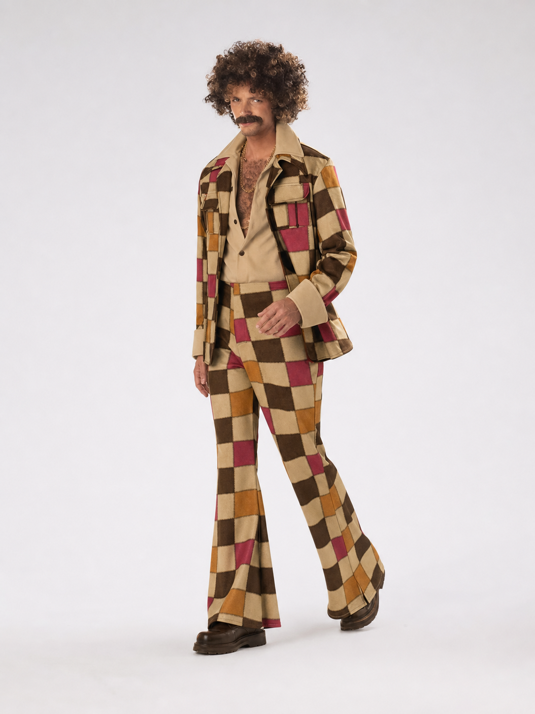 70s Retro Disco Patchwork Costume, Jacket and Pants
