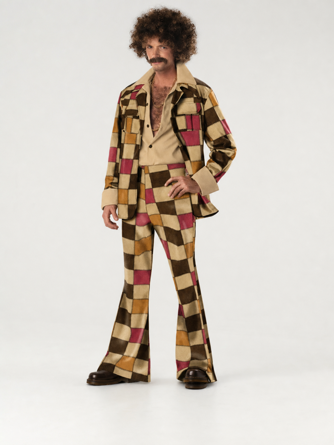 70s Retro Disco Patchwork Costume, Jacket and Pants