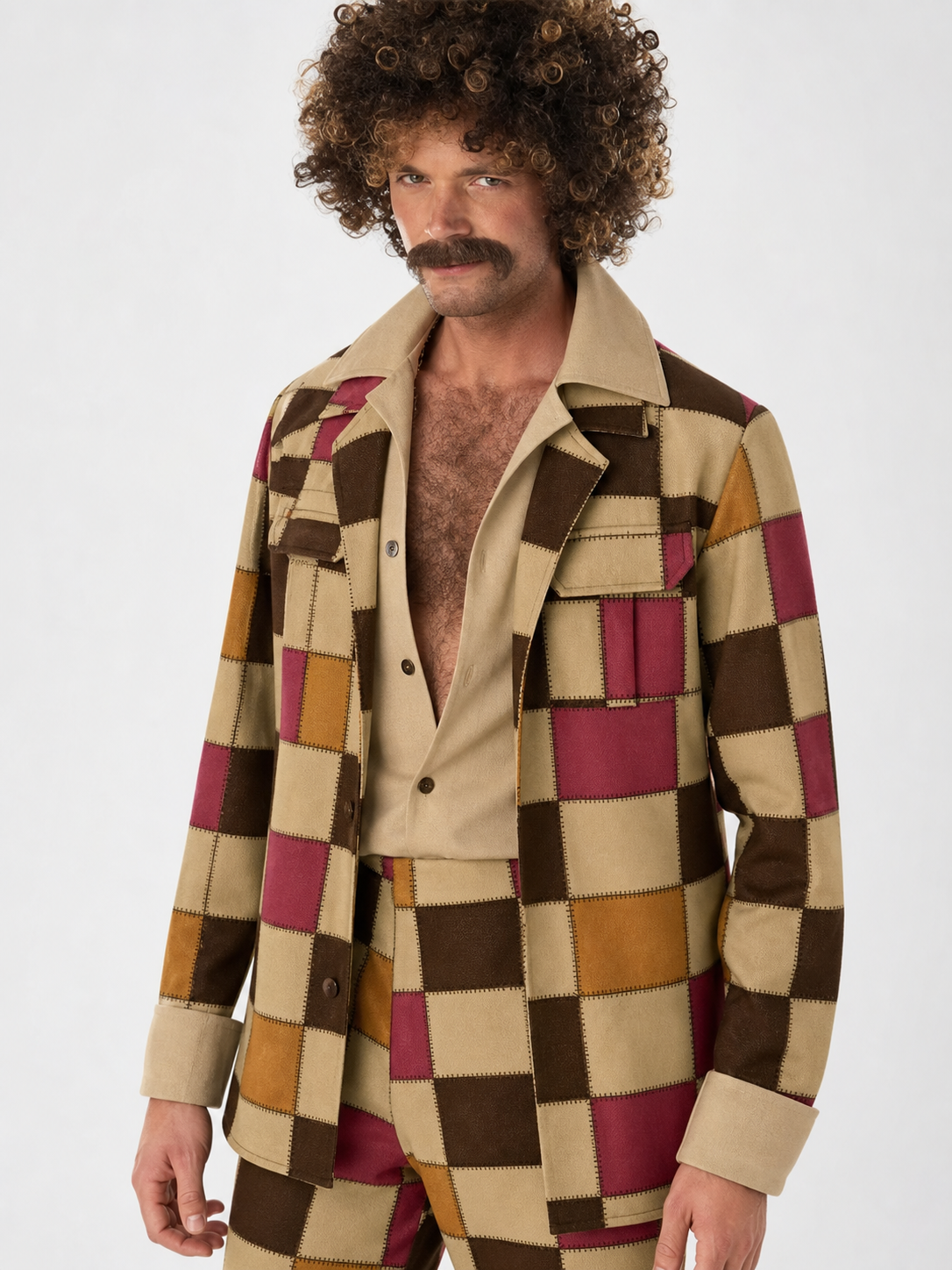 70s Retro Disco Patchwork Costume, Jacket and Pants