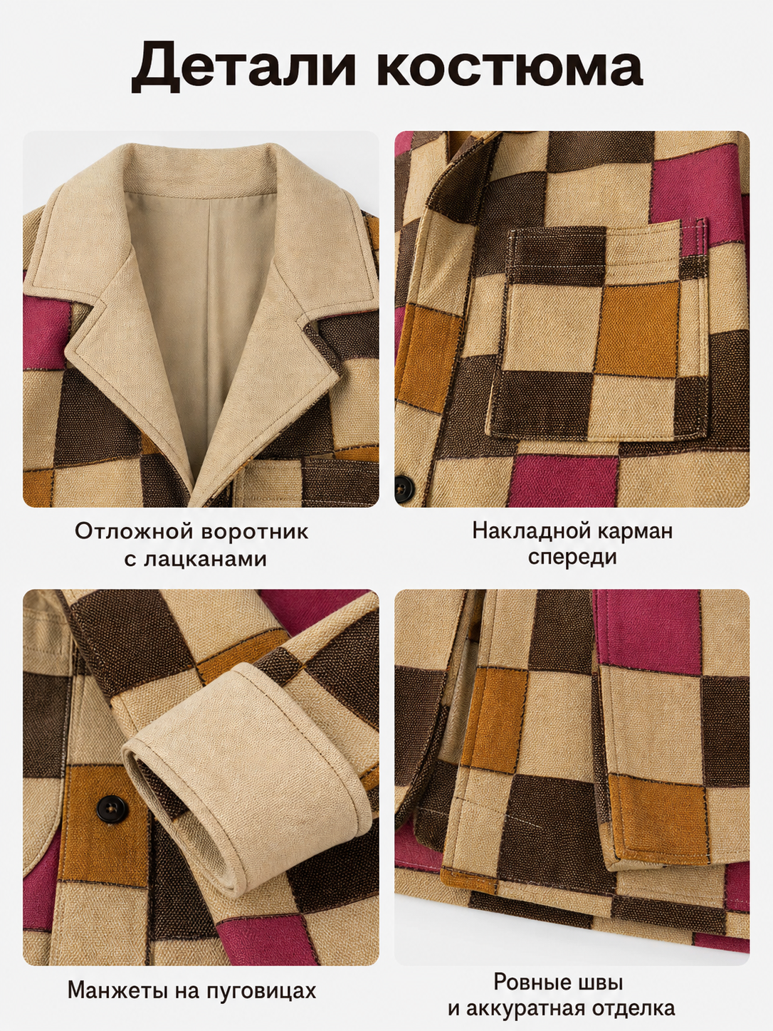 70s Retro Disco Patchwork Costume, Jacket and Pants