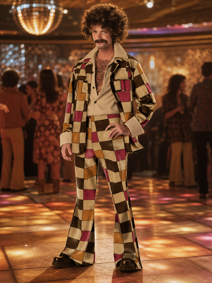70s Retro Disco Patchwork Costume, Jacket and Pants