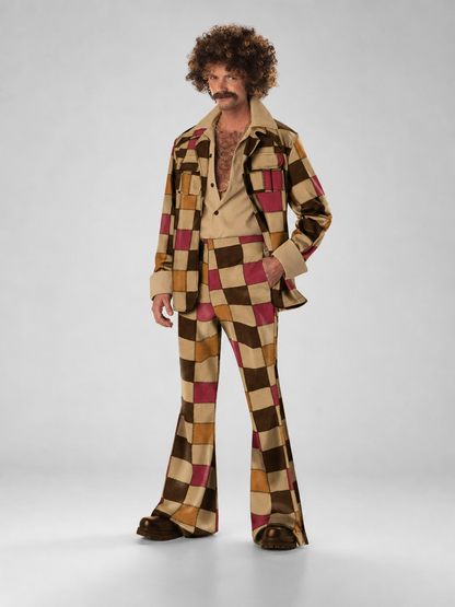 70s Retro Disco Patchwork Costume, Jacket and Pants