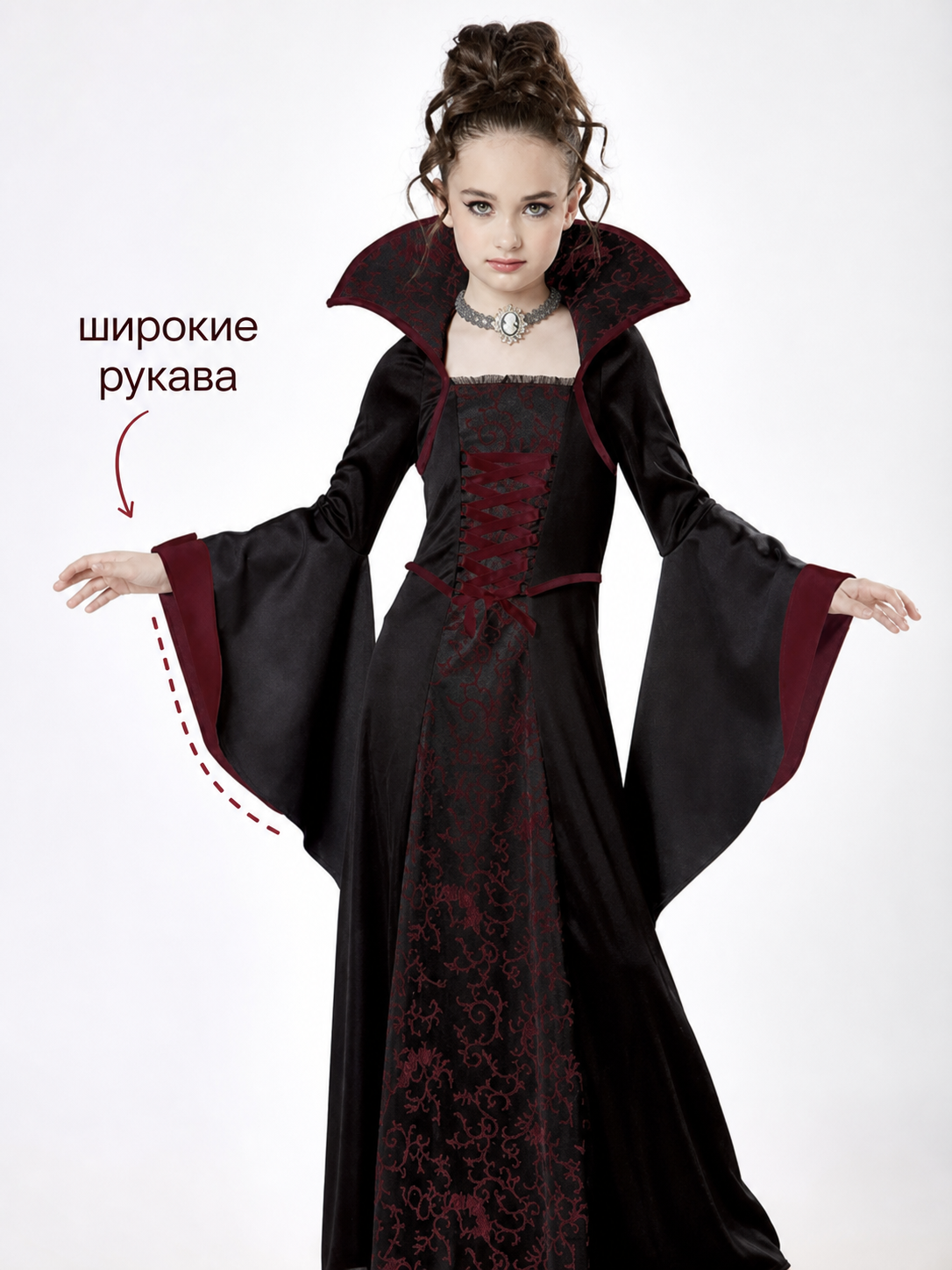 Kids' Gothic Vampire Dress, Carnival Costume
