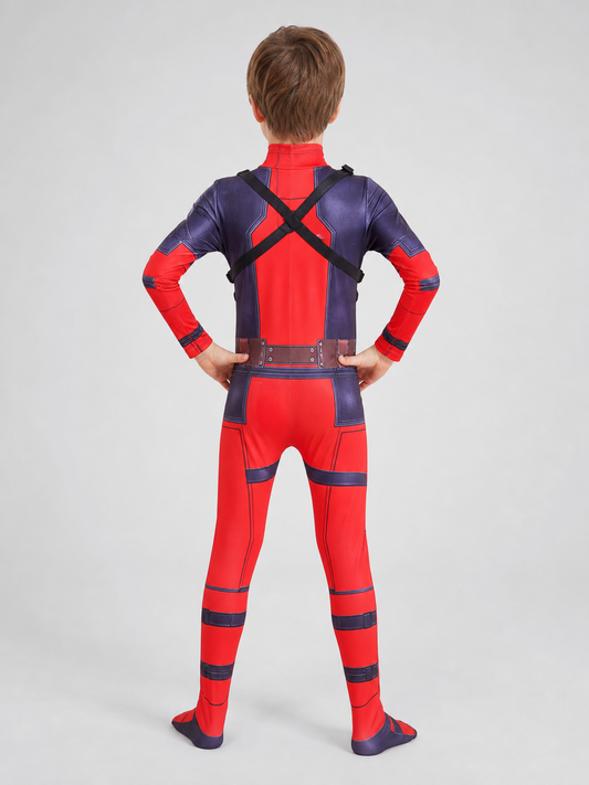 Spider-Man one-piece costume with mask and gloves back view