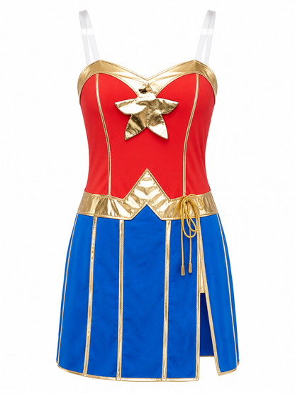 Superhero Costume Dress with Headband and Cuffs