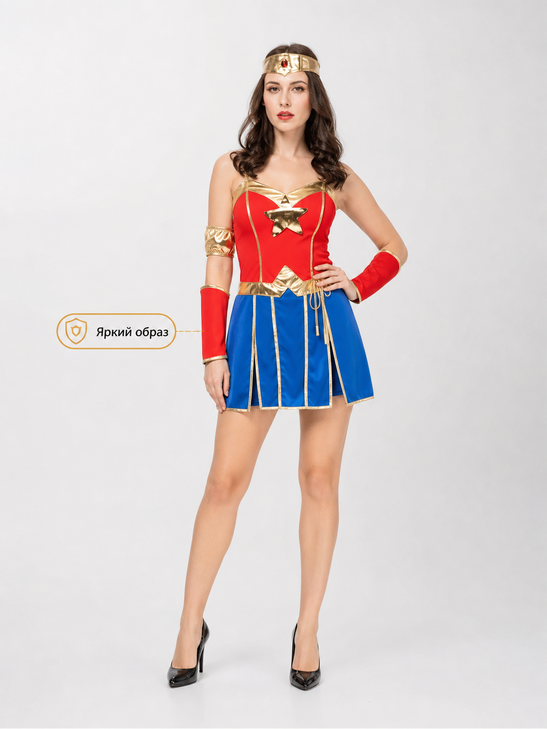 Superhero Costume Dress with Headband and Cuffs