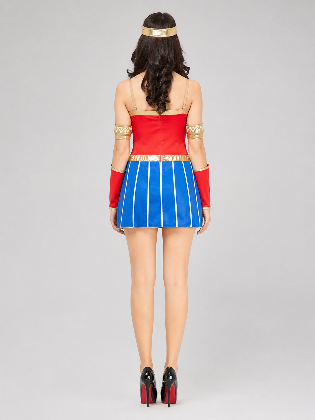Superhero Costume Dress with Headband and Cuffs
