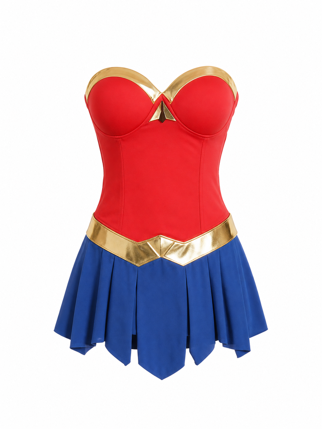Comic-style cosplay costume with skirt and accessories