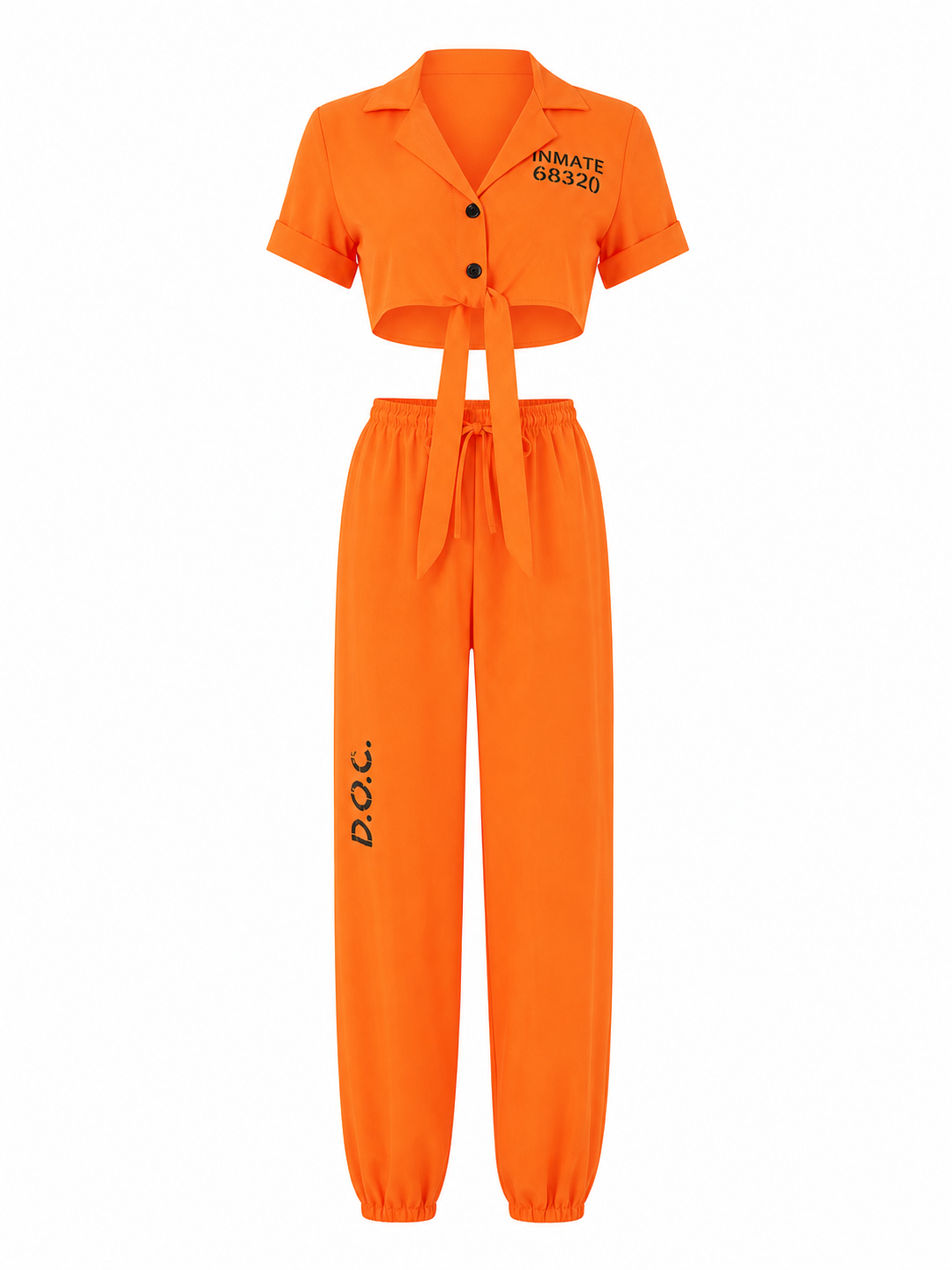 Orange Crop Top and Loose Pants Set