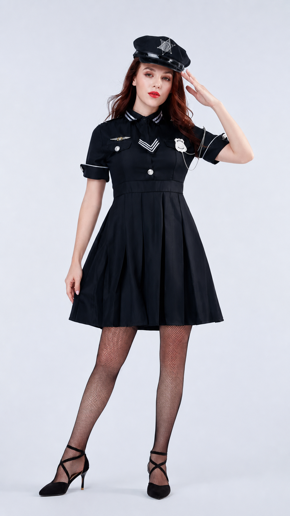 Police Uniform Costume with Skirt and Cap