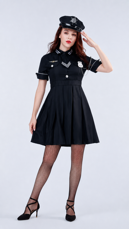 Police Uniform Costume with Skirt and Cap