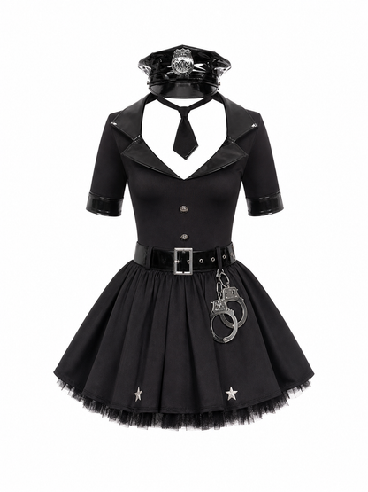 Police Costume with Hat, Belt, and Handcuffs