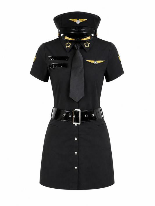 Police cosplay costume with cap and belt