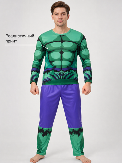 Hulk Costume with Mask, Cape, and Gloves