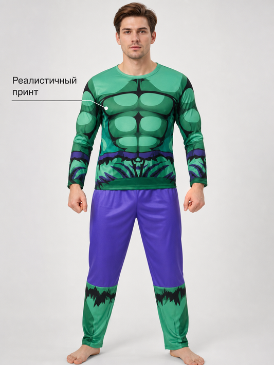 Hulk Costume with Mask, Cape, and Gloves key feature callout view