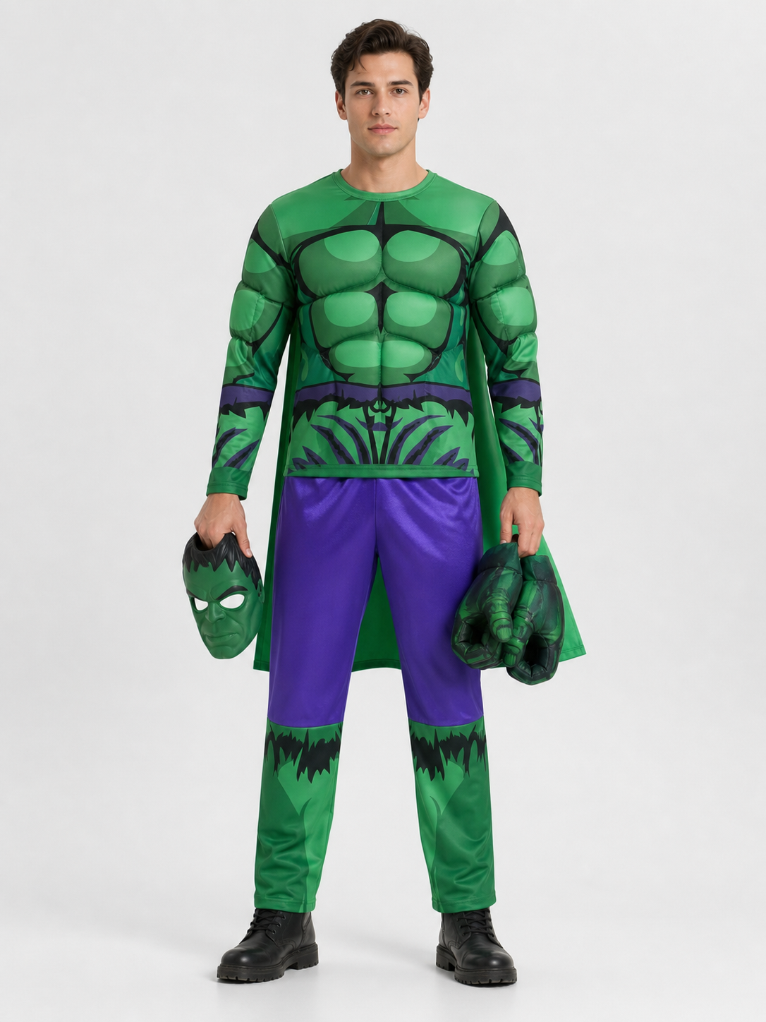 Hulk Costume with Mask, Cape, and Gloves