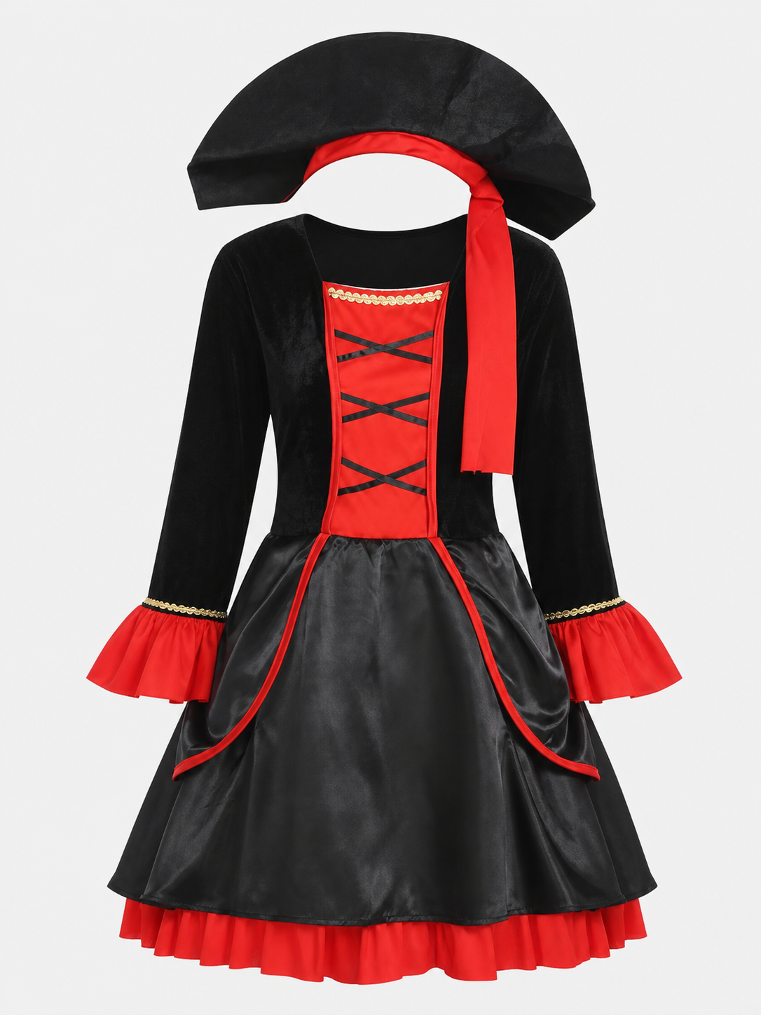 Pirate costume with dress and hat for Halloween