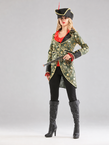Pirate Carnival Costume with Hat and Long Coat