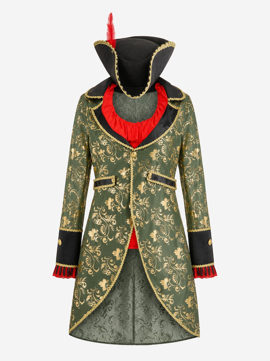 Pirate Carnival Costume with Hat and Long Coat