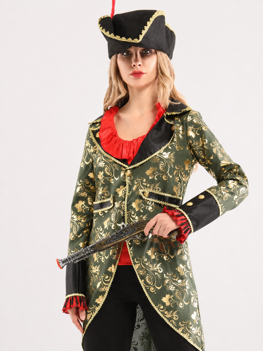 Pirate Carnival Costume with Hat and Long Coat