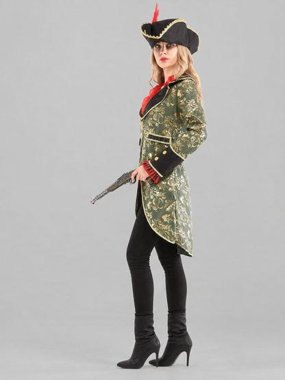 Pirate Carnival Costume with Hat and Long Coat