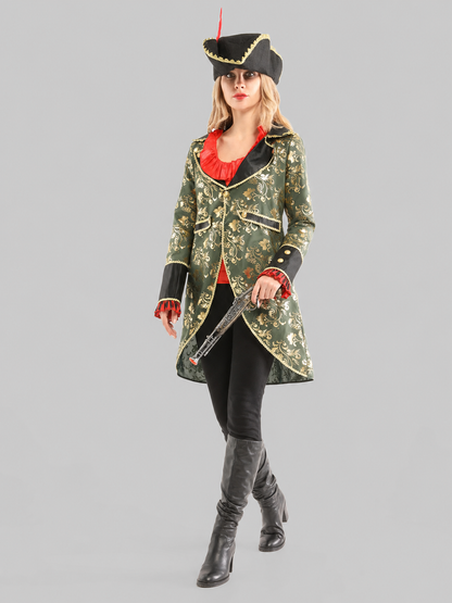 Pirate Carnival Costume with Hat and Long Coat