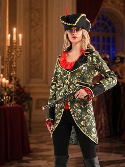 Pirate Carnival Costume with Hat and Long Coat