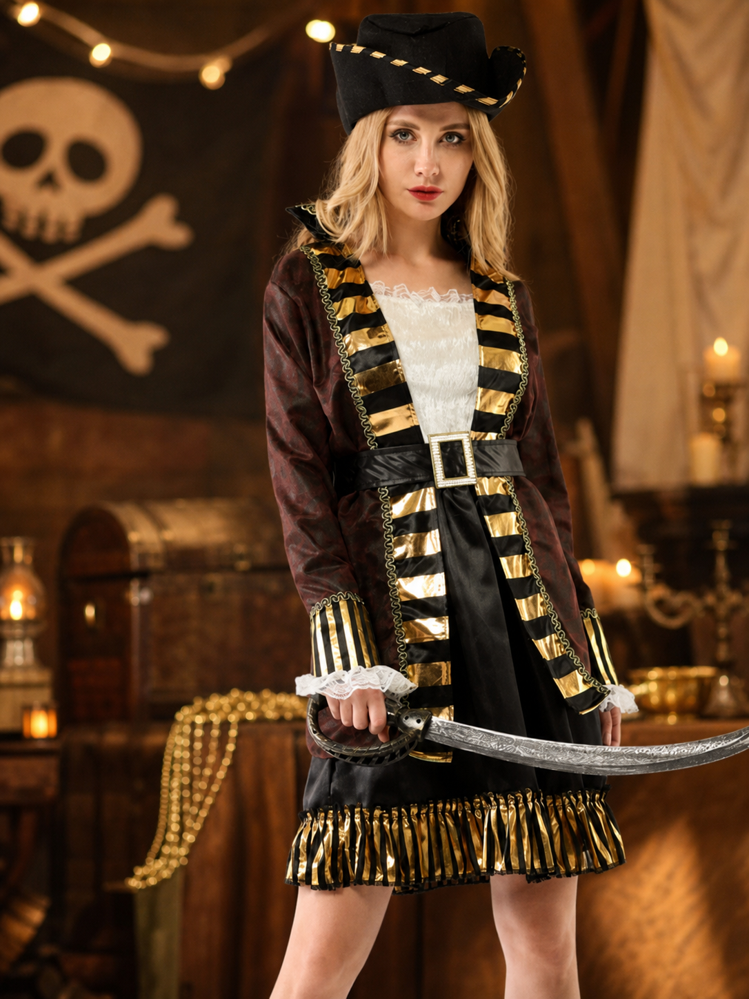 Pirate Costume with Hat and Belt