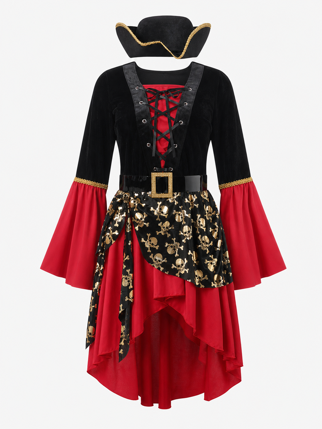 Pirate Costume with Dress, Hat, and Belt