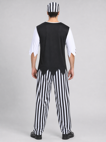 Pirate Costume with Bandana and Striped Pants