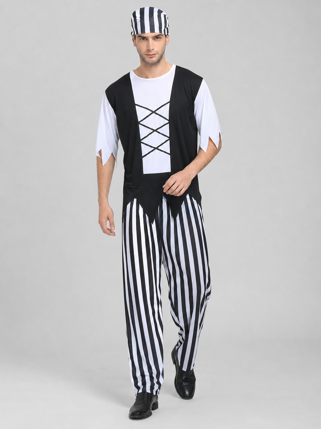 Pirate Costume with Bandana and Striped Pants