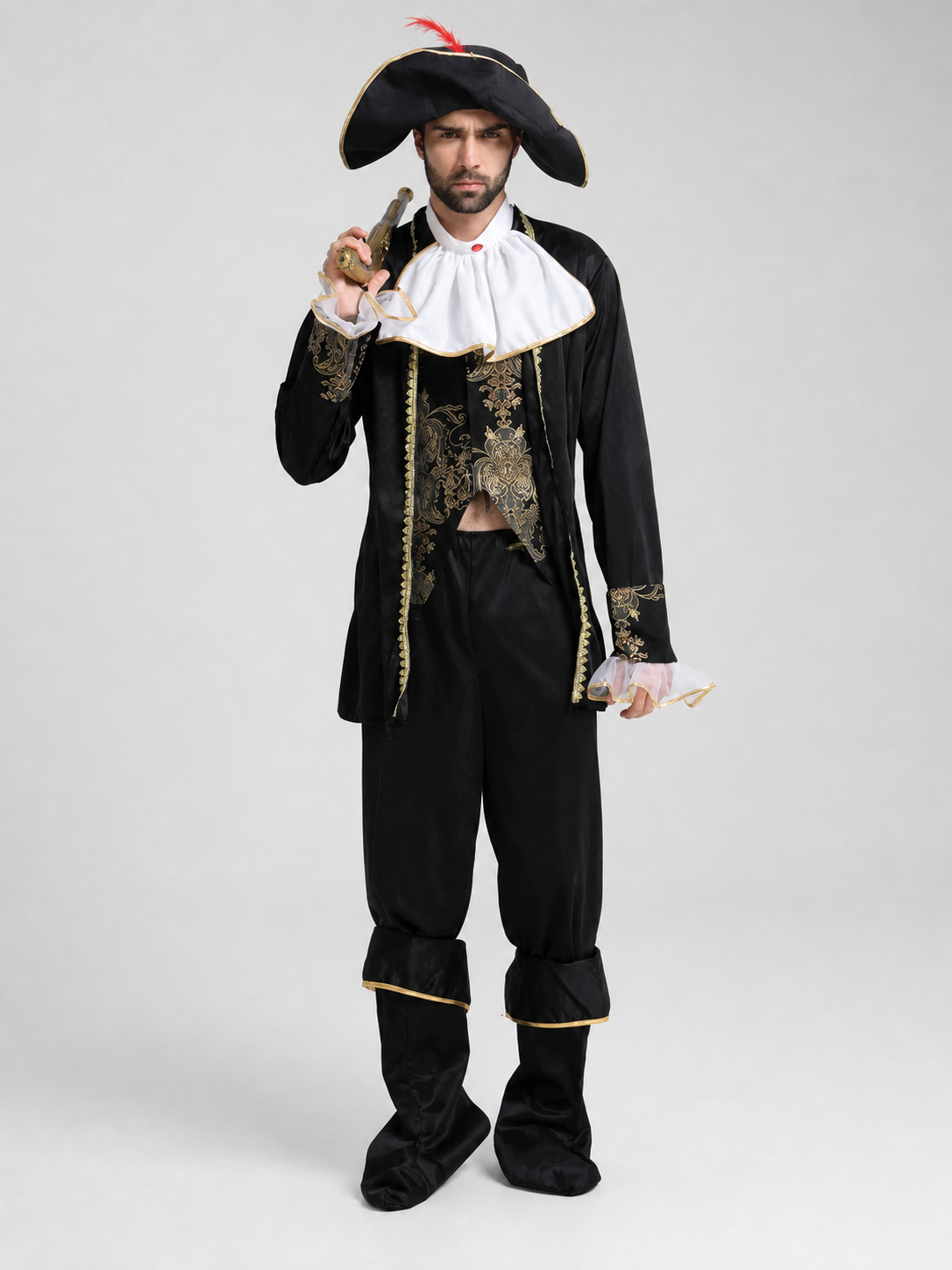 Pirate Costume with Hat, Ruffled Collar, and Pants