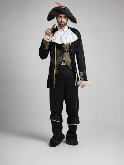 Pirate Costume with Hat, Ruffled Collar, and Pants