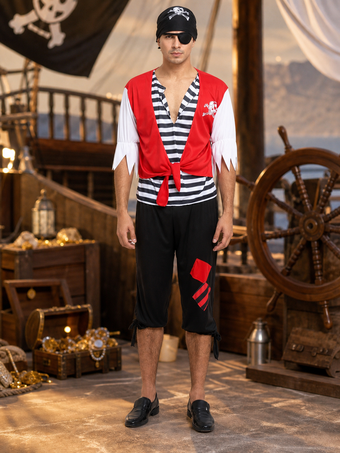 Pirate Costume with Vest and Eye Patch