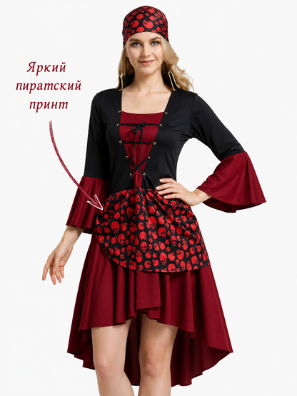 Pirate Halloween Costume with Dress and Headscarf