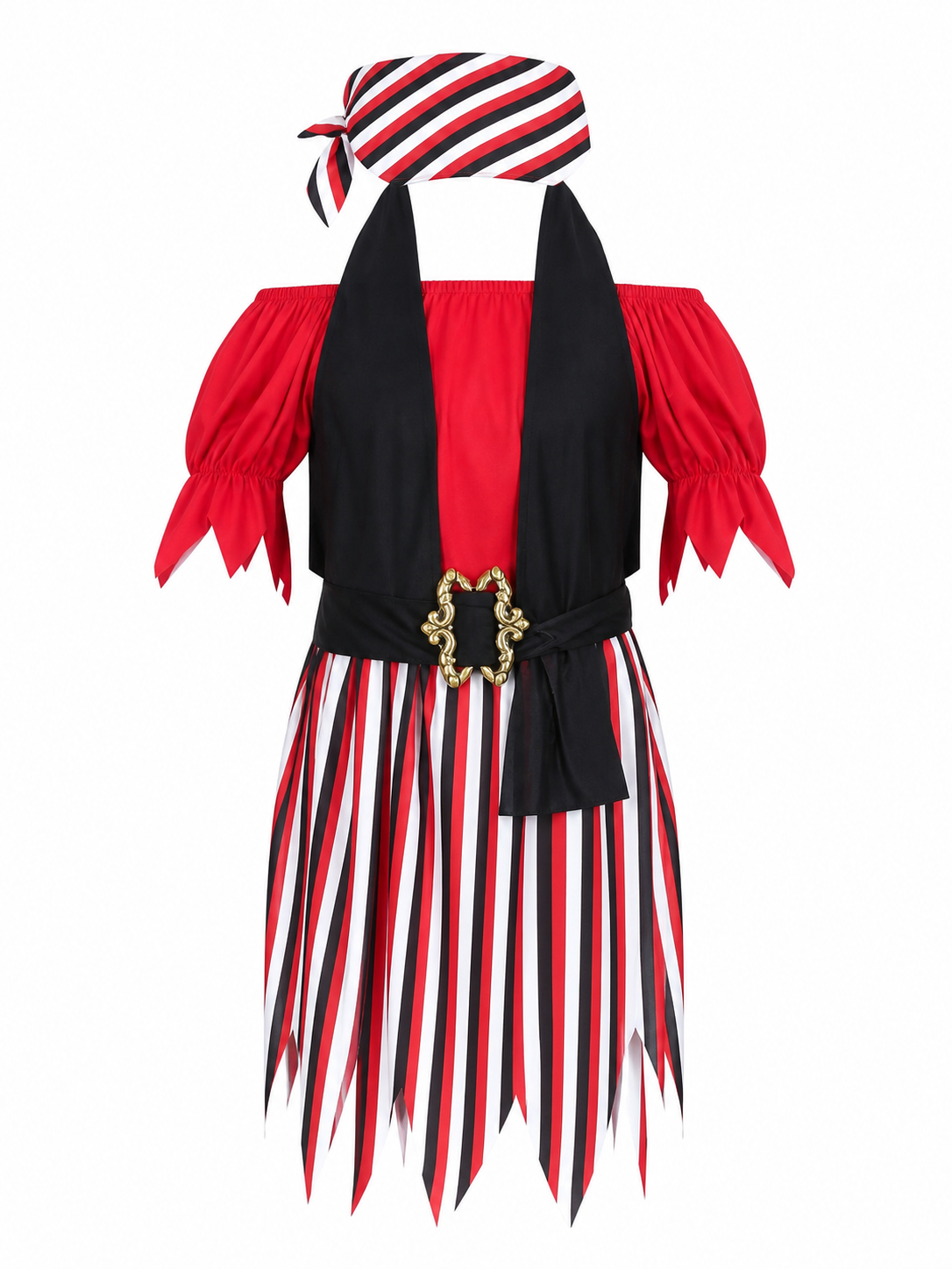 Pirate costume with top, vest, and skirt
