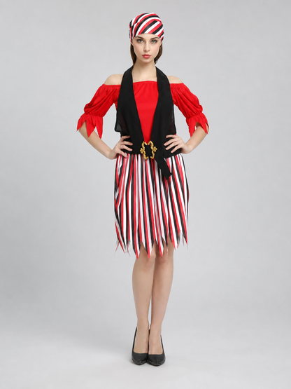 Pirate costume with top, vest, and skirt