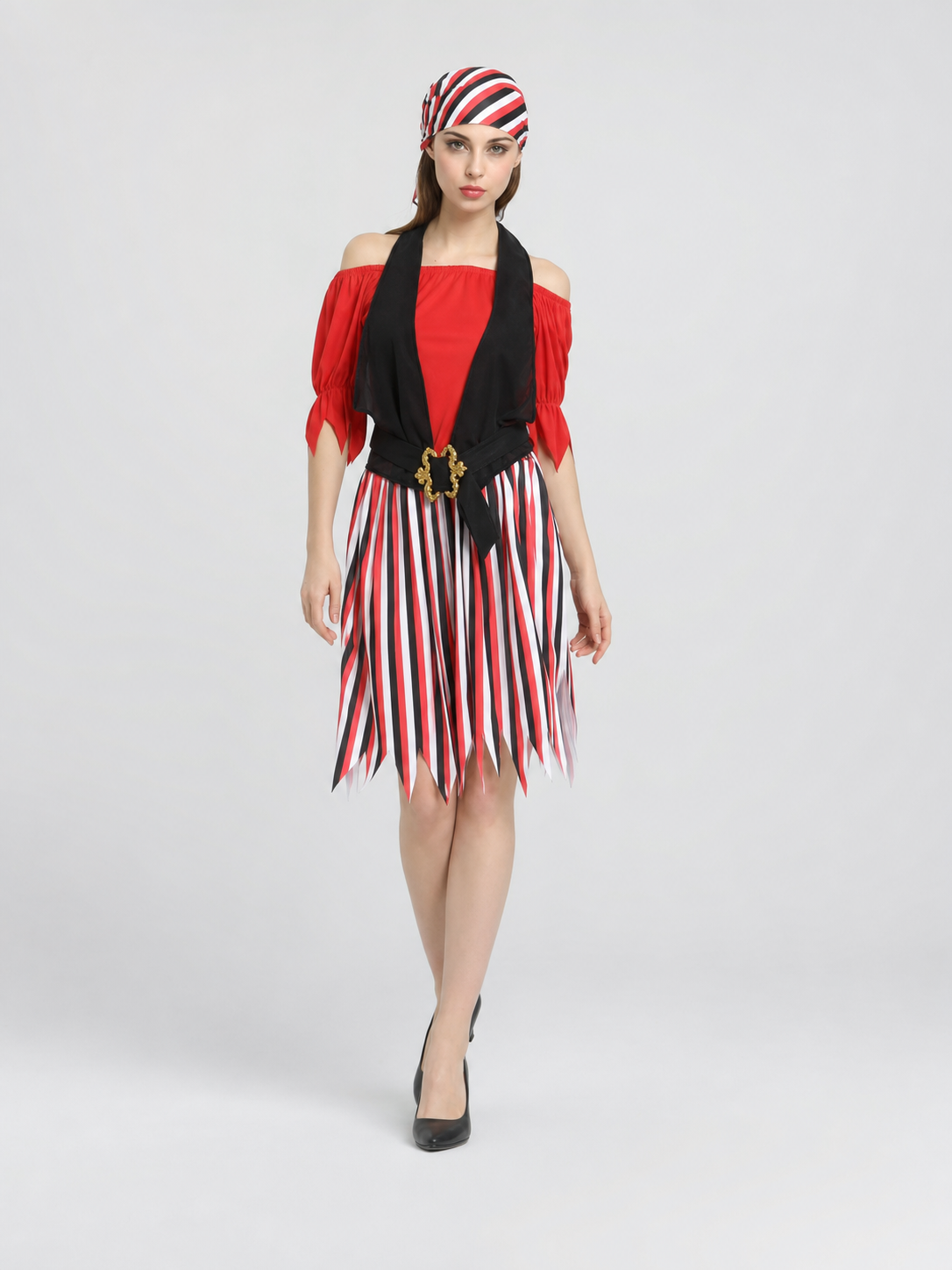 Pirate costume with top, vest, and skirt