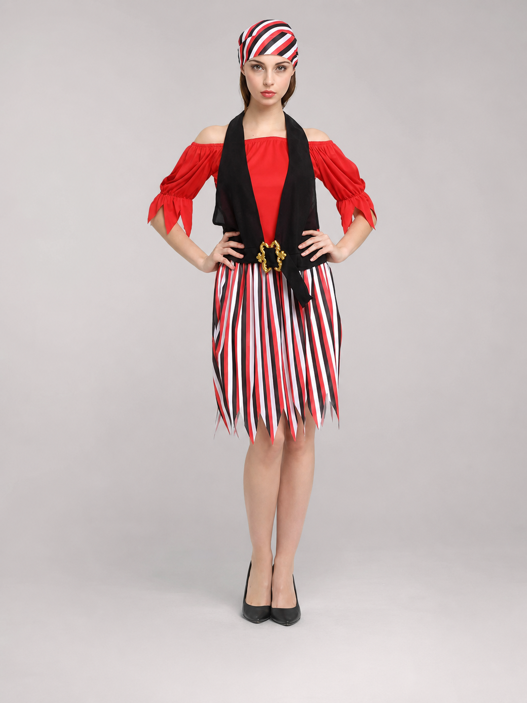 Pirate costume with top, vest, and skirt