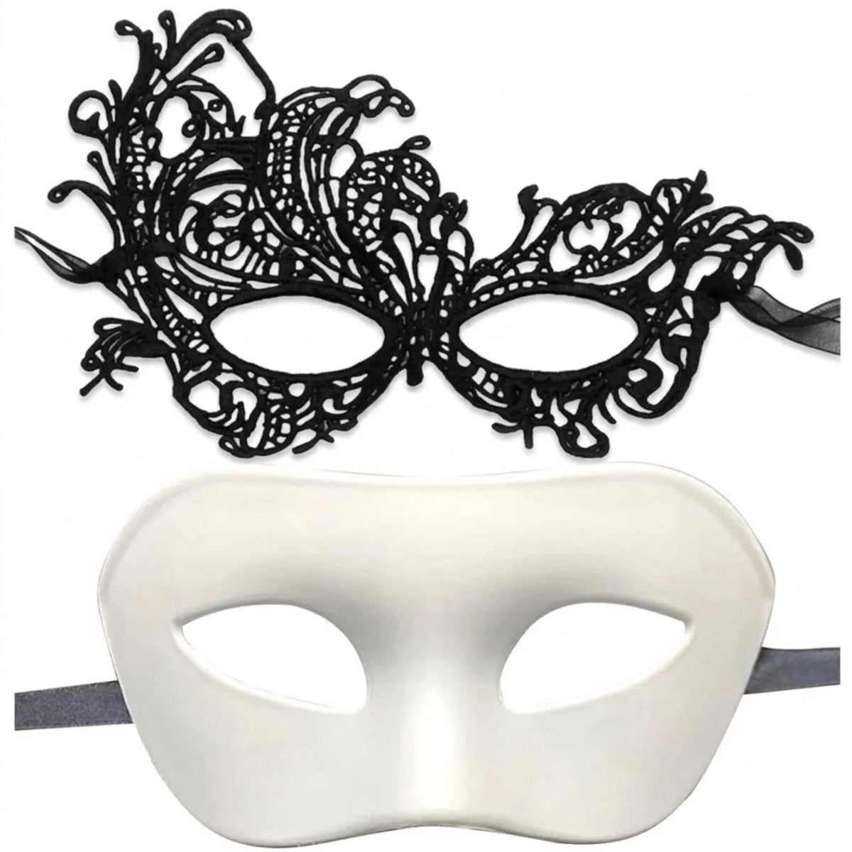 2pcs Couples Elegant Black Lace Masquerade Mask Set Masks Perfect for Venetian Party, Mardi Gras, and Halloween Celebrations