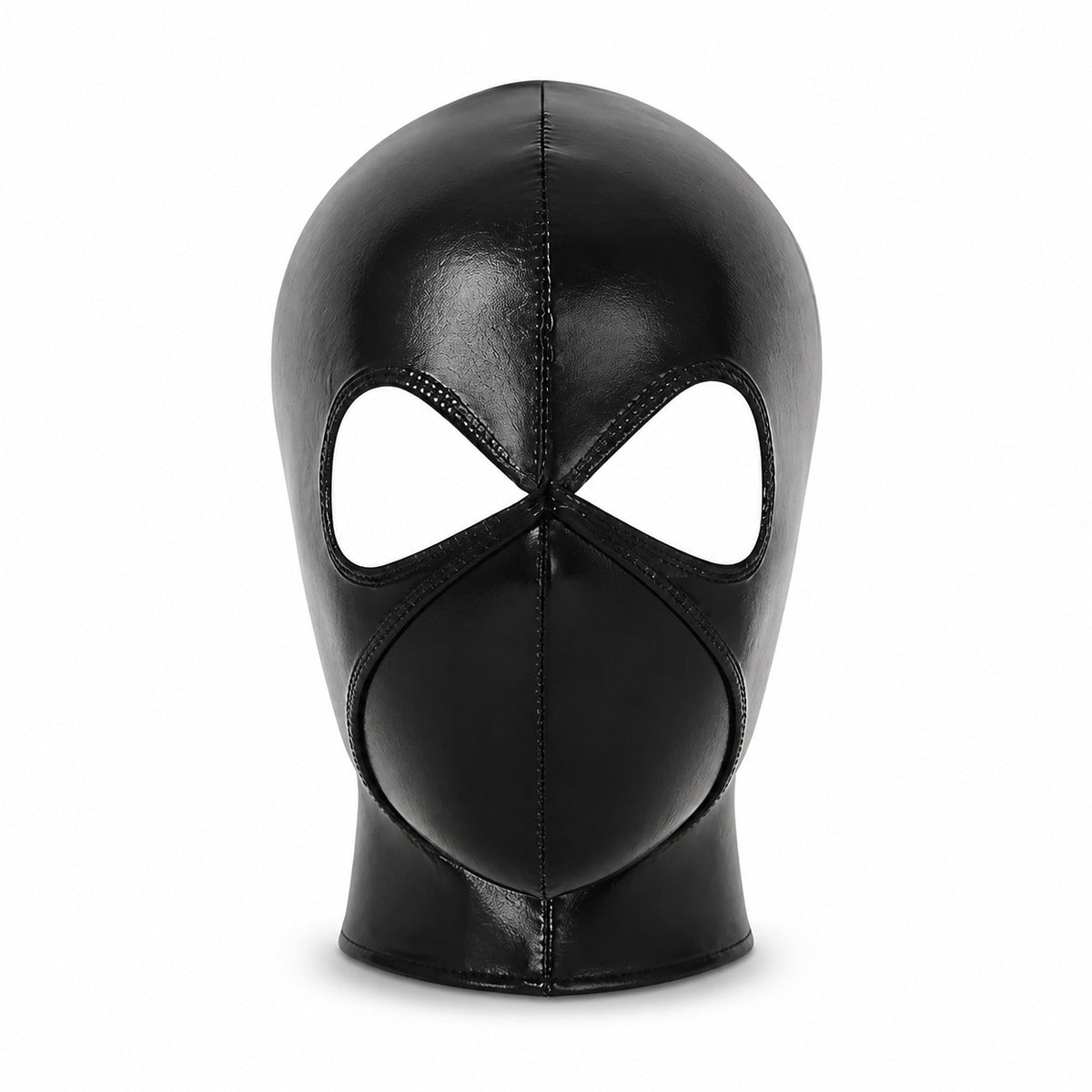 Men Cosplay Face Mask Faux Leather Unisex Wet-Look Headgear Open Eyes and Mouth Women Hood Role Play Costume
