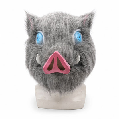 2026 Inosuke Hashibira Mask Helmet Cosplay Hood Hair Pig Mask Headwear Halloween Carnival Costume Prop