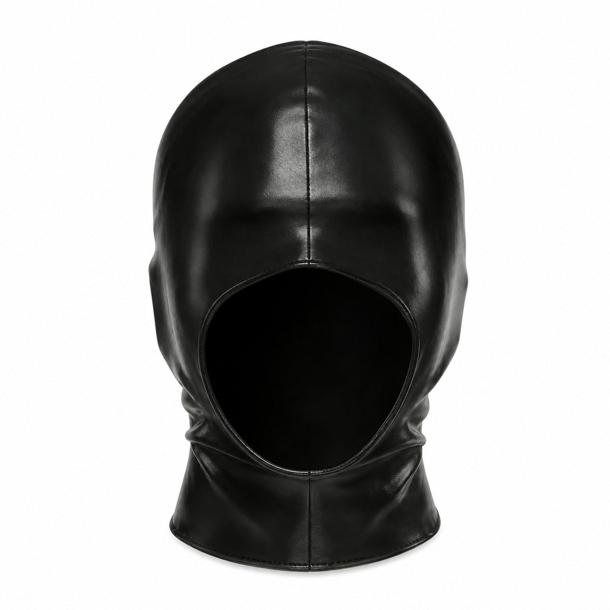 Hood Face Mask Faux Leather Head Cover Men Sexy Blindfold Cap Open Mouth Gothic Club Wear Wet-look Cosplay Halloween Role Play