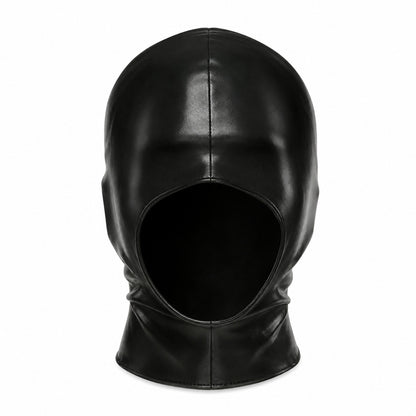 Hood Face Mask Faux Leather Head Cover Men Sexy Blindfold Cap Open Mouth Gothic Club Wear Wet-look Cosplay Halloween Role Play