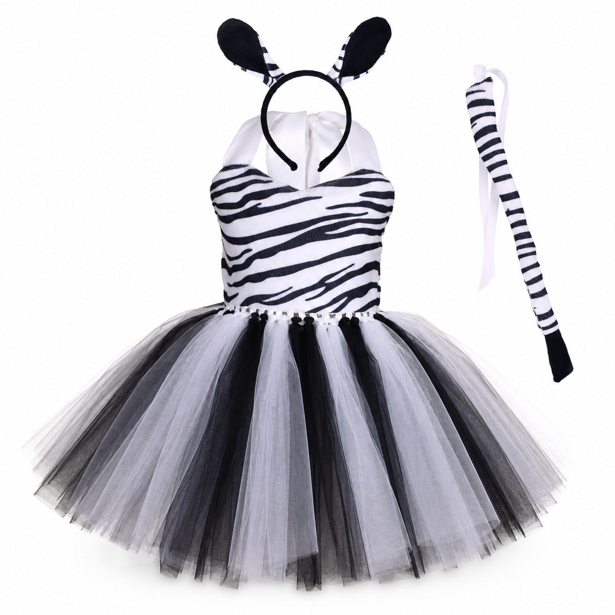 Tiger Costume for Baby Kids Forest Birthday Party Tutu Dress Outfit Toddler Girls Carnival Halloween Animal Giraffe Dress Up - Color:6